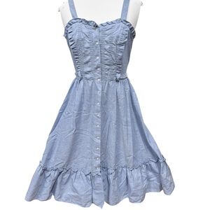Vintage 80s Blue Ruffled You Babes II Dress